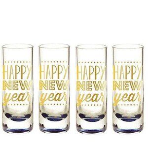 Gold Foil Happy New Year Shot Glasses (Set/4)